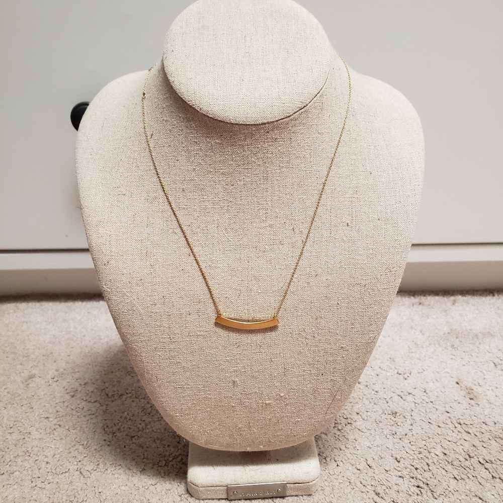 Gold Curved Bar Necklace